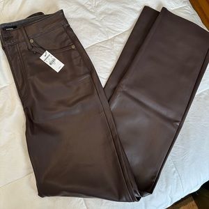 Express Super High Waisted Faux Leather Modern Straight Pant